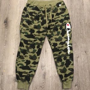 A Bathing Ape Size X-Large Champion Camo Sweatpants